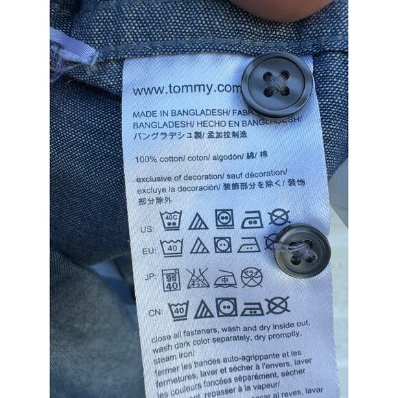 Tommy Hilfiger Button Down Camp Shirt Mens M Blue Stripe 100% Cotton Preppy - Picture 6 of 6